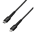 iHome 6' Durastrain Lightning to USB-C Nylon Charge And Sync Cable With Cable Wrap, Black, 2IHLC1023B6L2