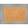 Amanti Art Rectangular Non-Magnetic Cork Bulletin Board, Natural, 22” x 16”, Flair Polished Nickel Plastic Frame
