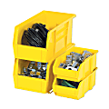 B O X Packaging Plastic Stackable Bin Boxes, Small Size, 10 7/8" x 5 1/2" x 5", Yellow, Pack Of 12
