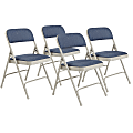 National Public Seating 2200 Series Fabric Upholstered Folding Chairs, Imperial Blue/Gray, Set Of 4 Chairs