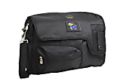 Denco Sports Luggage Travel Messenger Bag With 15" Laptop Pocket, Kansas Jayhawks, 15 1/4"H x 12"W x 1 1/4"D, Black