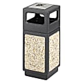 Safco® Canmeleon™ Stone Aggregate Panel Ash Urn, Side Opening, 15 Gallons, Black/Aggregate