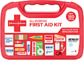 Johnson & Johnson All-Purpose Portable Compact Emergency First Aid Kit, 160 pieces