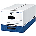 Bankers Box® Liberty® FastFold® Medium-Duty Storage Boxes With Locking Lift-Off Lids And Built-In Handles, Letter Size, 24" x 12" x 10", 60% Recycled, White/Blue, Case Of 12