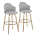 LumiSource Ahoy Fixed-Height Bar Stools, Light Gray/Gold, Set Of 2 Stools 1 thumbnail image