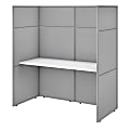 Bush Business Furniture Easy Office 60"W Cubicle Desk Workstation With 66"H Closed Panels, Pure White/Silver Gray, Standard Delivery
