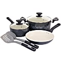 Spice by Tia Mowry Savory Saffron 7-Piece Ceramic Non-Stick Aluminum Cookware Set, Gray