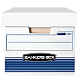 Bankers Box® Stor/File™ Medium-Duty Storage Boxes With Locking Lift-Off Lids And Built-In Handles, Letter Size, 24" x 12" x 10", 60% Recycled, White/Blue, Case Of 12