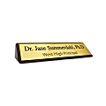 Custom Engraved Plastic Desk Sign With Walnut Desk Bar, 2" x 10" 1 thumbnail image