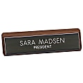 Custom Engraved Plastic Desk Sign With Walnut Desk Bar, 2" x 10"