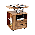 Mind Reader Woodland Collection 15-3/4" W Swivel Tiltable Desktop Office Workstation with Storage Wood and Metal, Brown