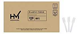 Highmark® Plastic Utensils, Medium-Size Forks, White, Box Of 1,000 Forks 1 thumbnail image