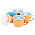 Gibson Home On The Go Stoneware Soup Cup Set With Lids, 25 Oz, Peach, Set Of 4 Cups 1 thumbnail image