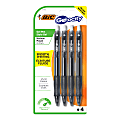 BIC® Gel-ocity® Gel Retractable Gel Ink Pens, Medium Point, 0.7 mm, Black Barrel, Black Ink, Pack Of 4 Pens