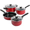 Sunbeam Newbrook 7 Piece Carbon Steel Cookware, Red - 3.3 quart Dutch Oven, 1.8 quart Saucepan, 1.3 quart Saucepan, 8.50" Diameter Frying Pan, Lid - Carbon Steel - Cooking, Frying - Red 1 thumbnail image