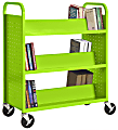 Sandusky® Book Truck, Double-Sided With 6 Sloped Shelves, 46"H x 39"W x 19"D, Lime Green