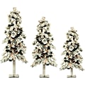Fraser Hill Farm Snowy Alpine Tree Set With Clear Lights, 2', 3', and 4', Set of 3