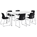 KFI Studios Dailey Table Set With 6 Sled Chairs, White Table/Black Chairs 1 thumbnail image