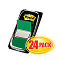 Post-it® Flags, 1" x 1 -11/16", Green, 50 Flags Per Pad, Pack Of 24 Pads 1 thumbnail image