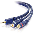 C2G 50ft Velocity One 3.5mm Stereo Male to Two RCA Stereo Male Y-Cable - Mini-phone Male Stereo - RCA Male Stereo - 50ft - Blue