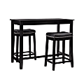 Linon Walker 3-Piece Counter Set, 36”H x 47-1/4”W x 23-1/4”D, Black