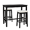Linon Walker Faux Leather 3-Piece Bar Set, White/Black 1 thumbnail image