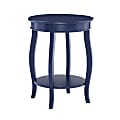 Powell Nora Round Side Table With Shelf, 24"H x 18"W x 18”D, Navy