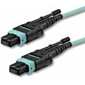 StarTech.com 1m 3 ft MPO / MTP Fiber Optic Cable - Plenum-Rated MTP to MTP Cable - OM3, 40G MPO Cable - Push/Pull-Tab - MPO MTP Cable - Aqua - 1 Pack