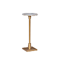 Powell Noyes Adjustable Drink Table, 30”H x 10-1/2”W x 10-1/2”D, Gold/Sandy Marble