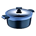 Masterpro Gastro Diamond Collection Cast Aluminum Dutch Oven With Tempered Glass Lid, 7.5-Quart, Blue