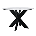 Powell Avaloni X Base Dining Table, 30"H x 48"W x 48"D, Black/Clear