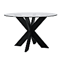 Powell Avaloni X Base Dining Table, 30"H x 48"W x 48"D, Black/Clear 1 thumbnail image