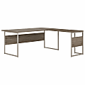 Bush Business Furniture Hybrid 72"W L-Shaped Corner Desk Table With Metal Legs, Modern Hickory, Standard Delivery