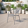 Flash Furniture Metal Slat-Back Restaurant Stack Chair, 28-1/2"H x 21-1/2"W x 24"D, Silver 1 thumbnail image
