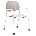 KFI Studios Tioga Guest Chair With Arms And Casters, Ash/White
