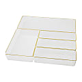 Martha Stewart Kerry Plastic Stackable Office Desk Drawer 5-Piece Organizer Set, Clear/Gold Trim 1 thumbnail image