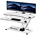 VersaDesk PowerPro 36"W Electric Adjustable Standing Corner Desk Converter, White 1 thumbnail image