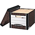 Bankers Box® R Kive® Standard-Duty Storage Boxes With Lift-Off Lids, Letter/Legal Size, 15" x 12" x 10", 60% Recycled, Woodgrain, Case Of 12