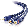 C2G 12ft Velocity One 3.5mm Stereo Male to Two RCA Stereo Male Y-Cable - Mini-phone Male - RCA Male - 12ft - Blue 1 thumbnail image