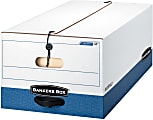 Bankers Box® Liberty® FastFold® Heavy-Duty Storage Boxes With Locking Lift-Off Lids And Built-In Handles, Legal Size, 24" x 15" x 10", 60% Recycled, White/Blue, Case Of 12