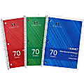 Sparco® Wirebound Notebooks, 8" x 10 1/2", College Ruled, 70 Sheets, Assorted Colors, Pack Of 3 1 thumbnail image