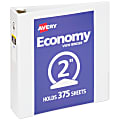 Avery® Economy View 3 Ring Binder, 2" Round Rings, White, 1 Binder