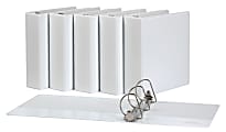 Office Depot® Brand Durable D-Ring View Binders, 3" Rings, White, Pack Of 6 Binders