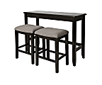 New Ridge Home Goods Sofa Bar Table With Stools, 36-1/2"H x 18-1/2"W x 48-1/2"D, Espresso