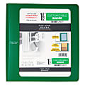 Five Star 1-12" Poly Customizable Biinder - 1 1/2" Binder Capacity - 11 1/10" x 11 27/32" Sheet Size - 300 Sheet Capacity - 3 x Ring Fastener(s) - 2 Pocket(s) - 1 Divider(s) - Plastic - Green - Durable, Pocket Divider, Clear Front, Long Lasting - 1 Each