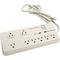Compucessory 8-Outlet Strip Surge Protector, 6' Cord, Light Gray, CCS25107