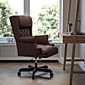 Flash Furniture Traditional Tufted Ergonomic LeatherSoft™ Faux Leather High-Back Swivel Chair, Brown 1 thumbnail image