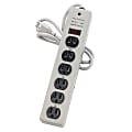 Compucessory 6-Outlet Metal Power Strip, 6' Cord, Light Gray