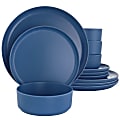 Gibson Home Canyon Crest 12-Piece Round Melamine Dinnerware Set, Blue 1 thumbnail image