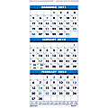 House of Doolittle Three-month Vertical Wall Calendar - Monthly - 14 Month - December 2021 till January 2023 - 3 Month Single Page Layout - 12 1/4" x 27" Sheet Size - Wire Bound - Blue - Paper - 26" Height x 12.3" Width - Eyelet - 1 Each